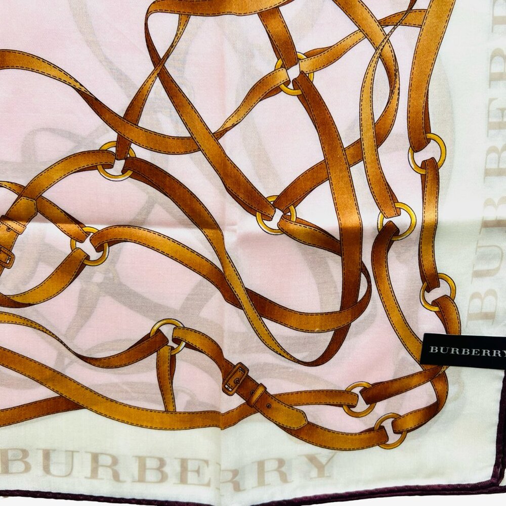 New Tag on  Burberry Miniscarf  23" Cotton/Silk ivery  Light pink bow  (51) - Picture 7 of 13